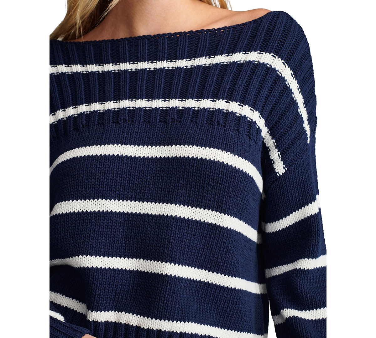 Lucky Brand Women's Cotton Striped Boat-Neck Sweater