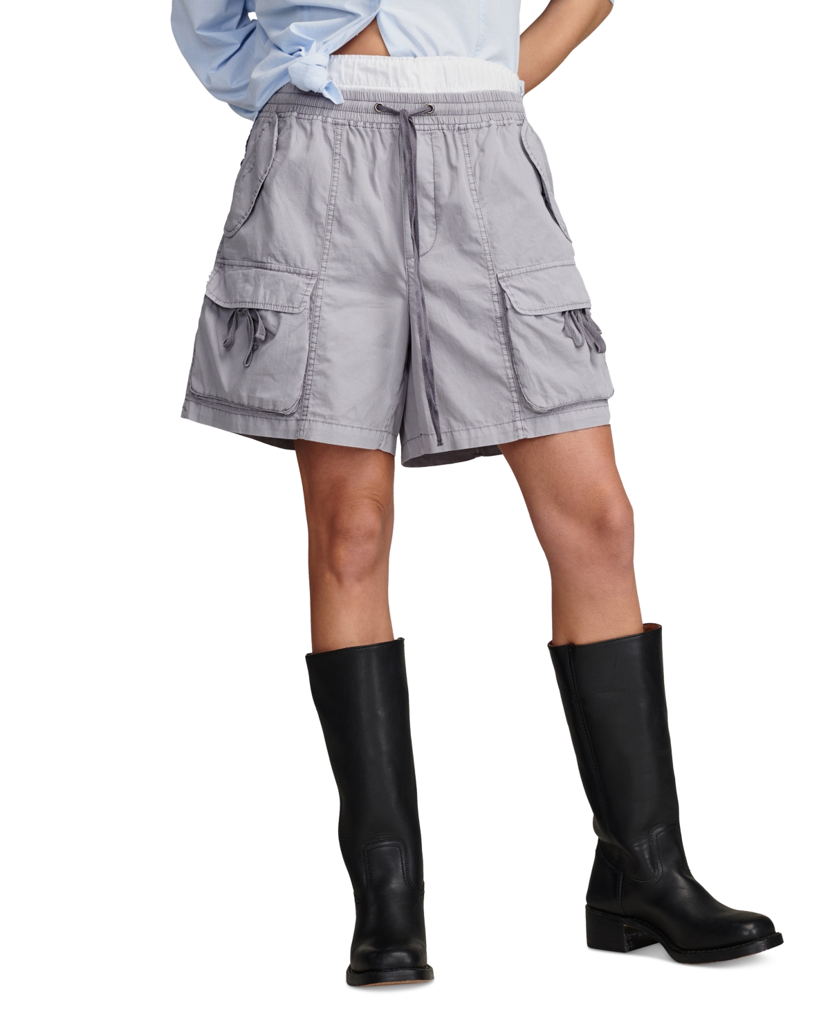 Shop Lucky Brand Women's Cotton Utility Shorts In Weathervane