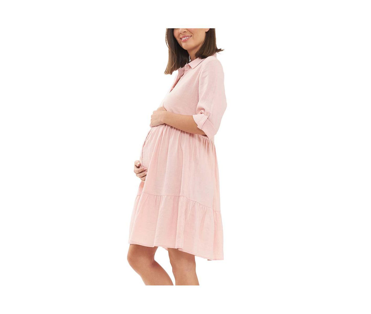 Женское платье Ripe Maternity Adel Button Through Linen Shirt Dress Soft Pink, цвет: Мягкий розовый — фото 3
