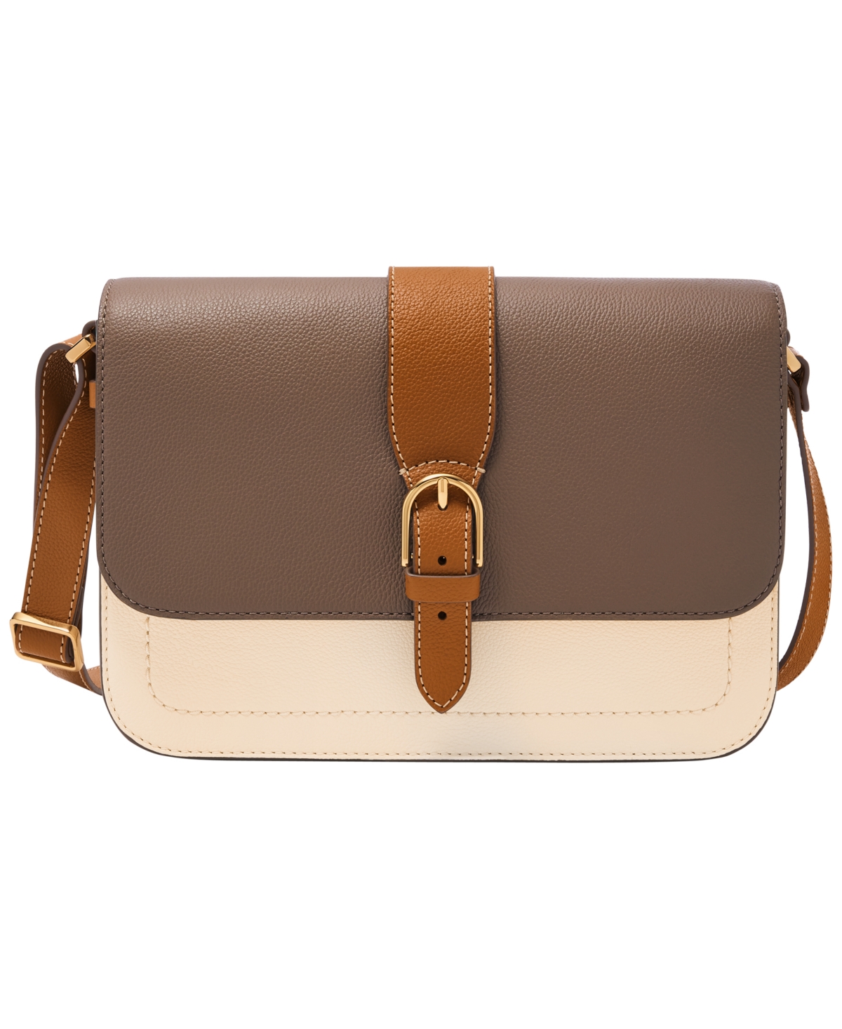 Fossil Zoey Large Flap Crossbody In Putty,vanilla,saddle