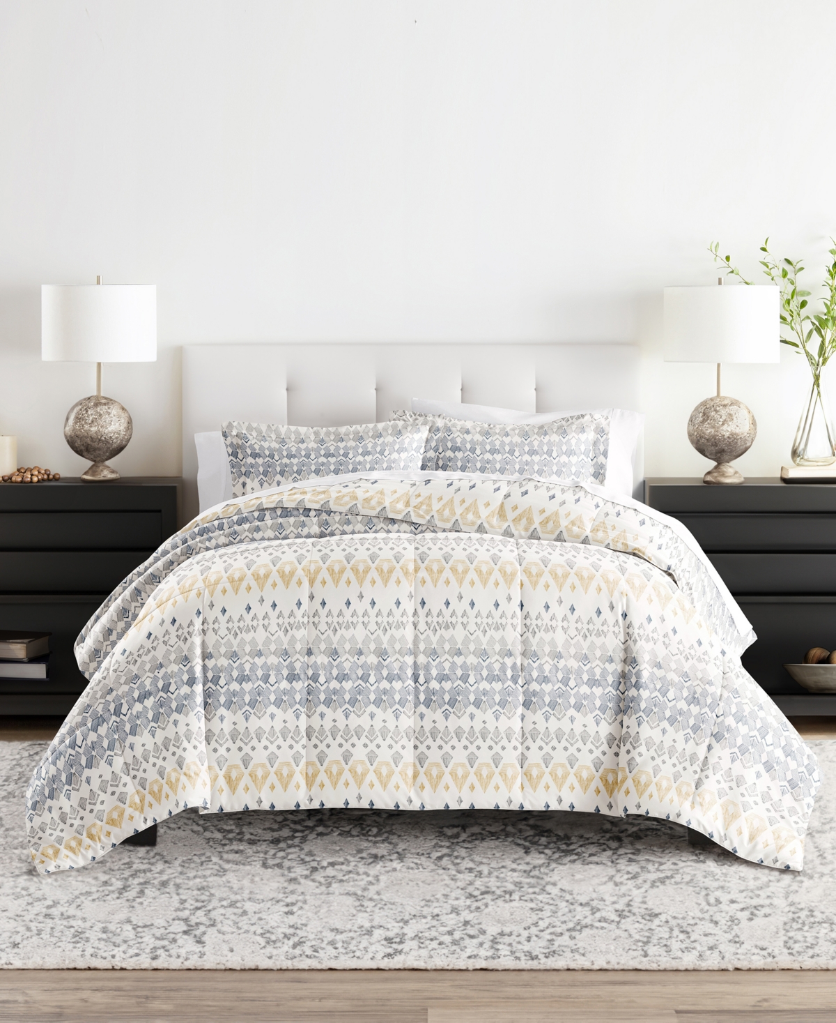 Ienjoy Home Mayan Stamp 3-piece Comforter Set, King/california King In Gray