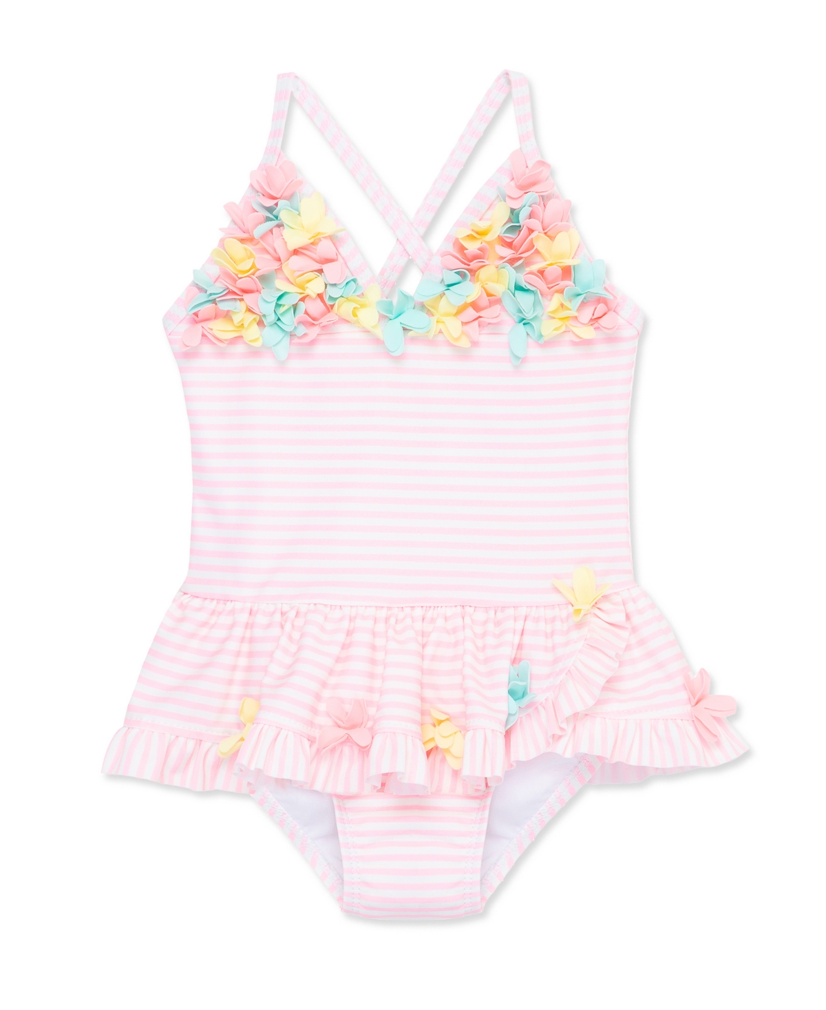 Shop Little Me Baby Girls 3d Floral 1-piece Swimsuit In Pink
