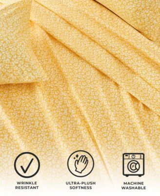 Floral Printed Microfiber 4-Pc. Sheet Set, Queen