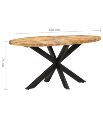 Dining Table Rough Mango Wood Powder-Coated Steel