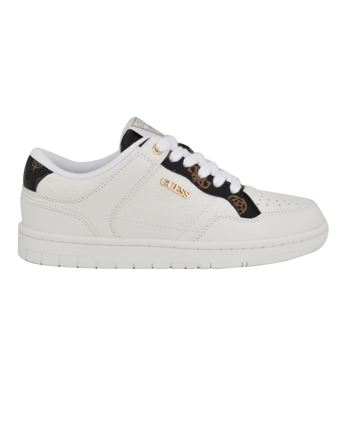 Guess Women's Rubinn Lace-Up Logo Detail Sneakers - White Logo - Manmade