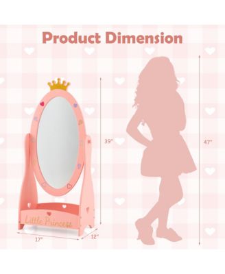 Kids Full Length Mirror Free-Standing 360° Dressing Wooden Princess