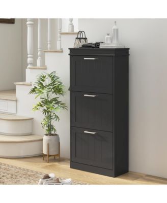 Shoe Cabinet with 3 Flip Drawers for 15 Pairs of Shoes