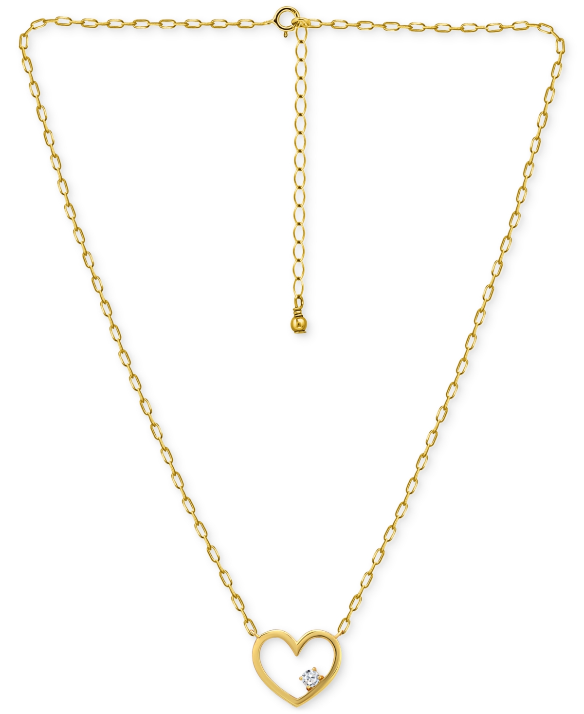 Giani Bernini Cubic Zirconia Accent Open Heart Pendant Necklace In Gold Over Silver, 16" + 2" Extender, Created Fo In Multi