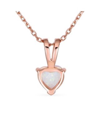 Danity Opulence 5CT Solitaire White Synthetic Opal Heart Shape Pendant Necklace Rose Gold Plated Sterling Silver