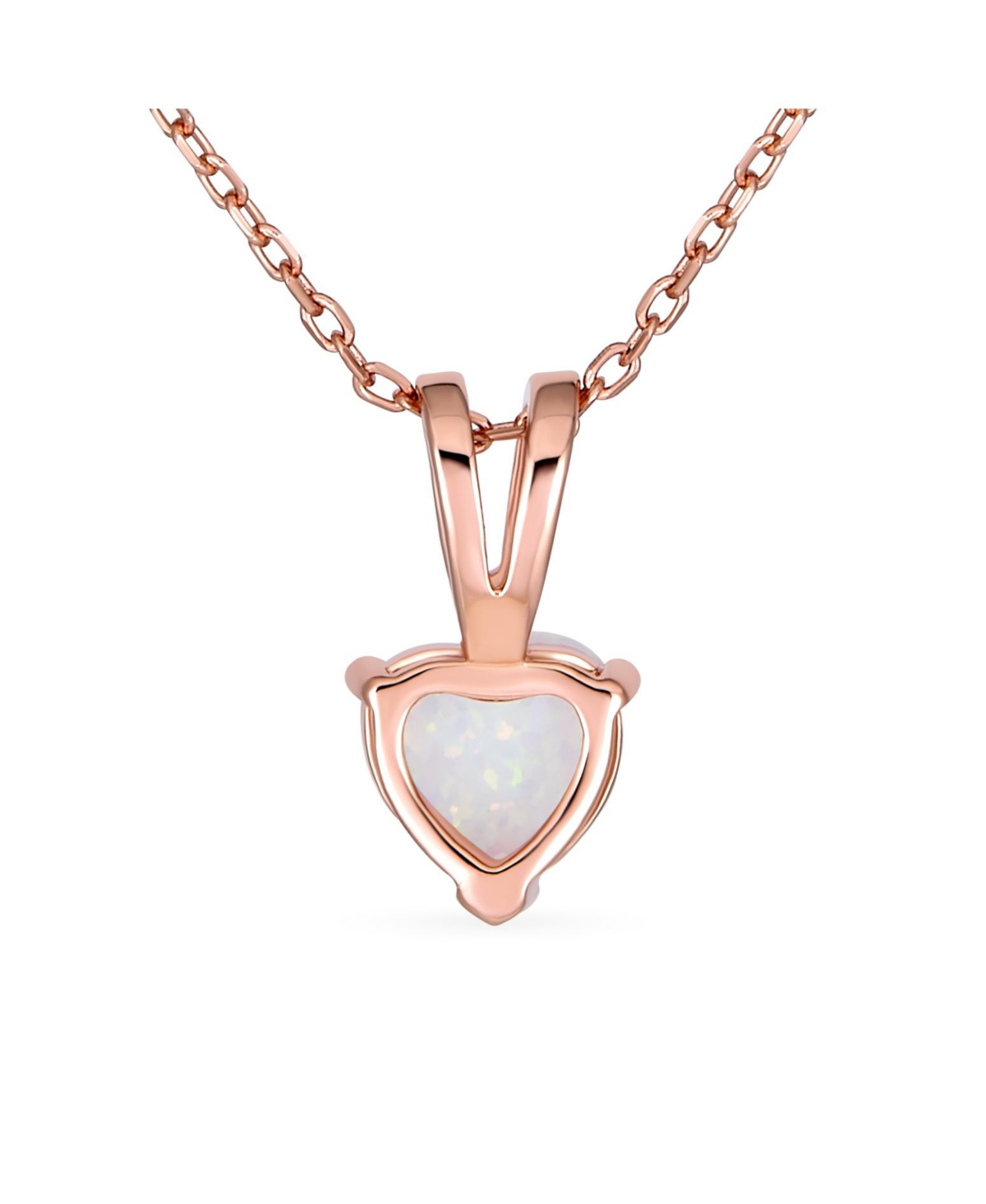 Bling Jewelry Danity Opulence 5CT Solitaire White Synthetic Opal Heart Shape Pendant Necklace Rose Gold Plated Sterling Silver