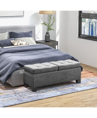 Storage End of Bed Bench, Upholstered Bench with Steel Frame
