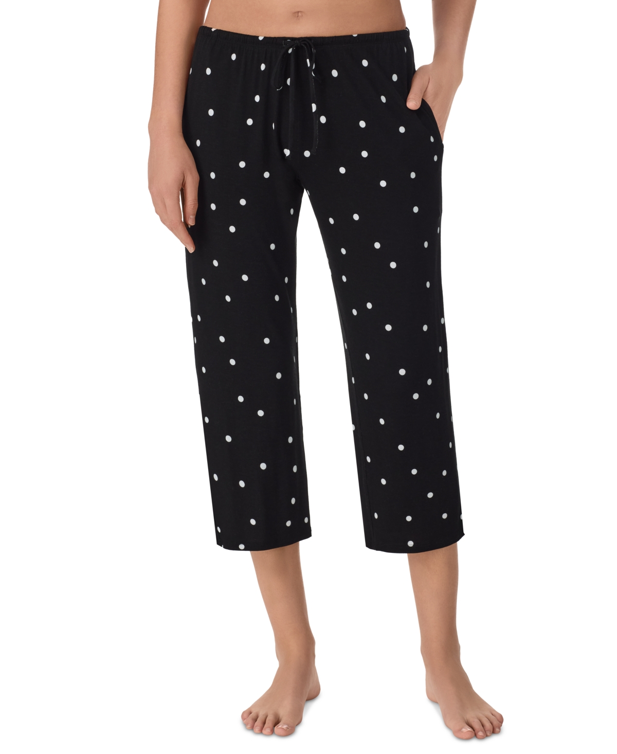 Ellen Tracy Yours To Love Capri Pajama Pants In Black Dot