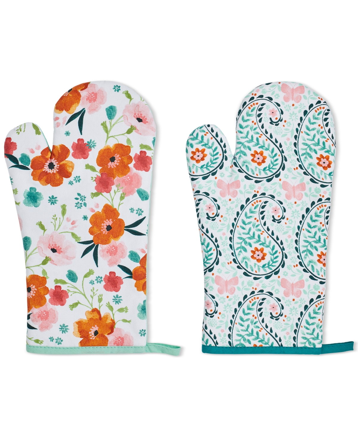 Paisley & Floral Oven Mitts, Set of 2 - Multi