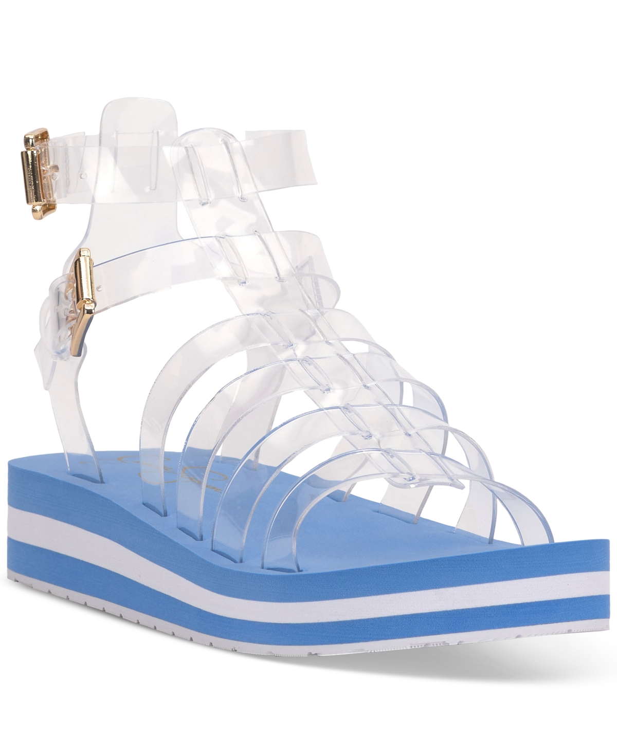 Women's Bimala Strappy Vinyl Platform Gladiator Sandals - Clear/Sweet Clementine Multi