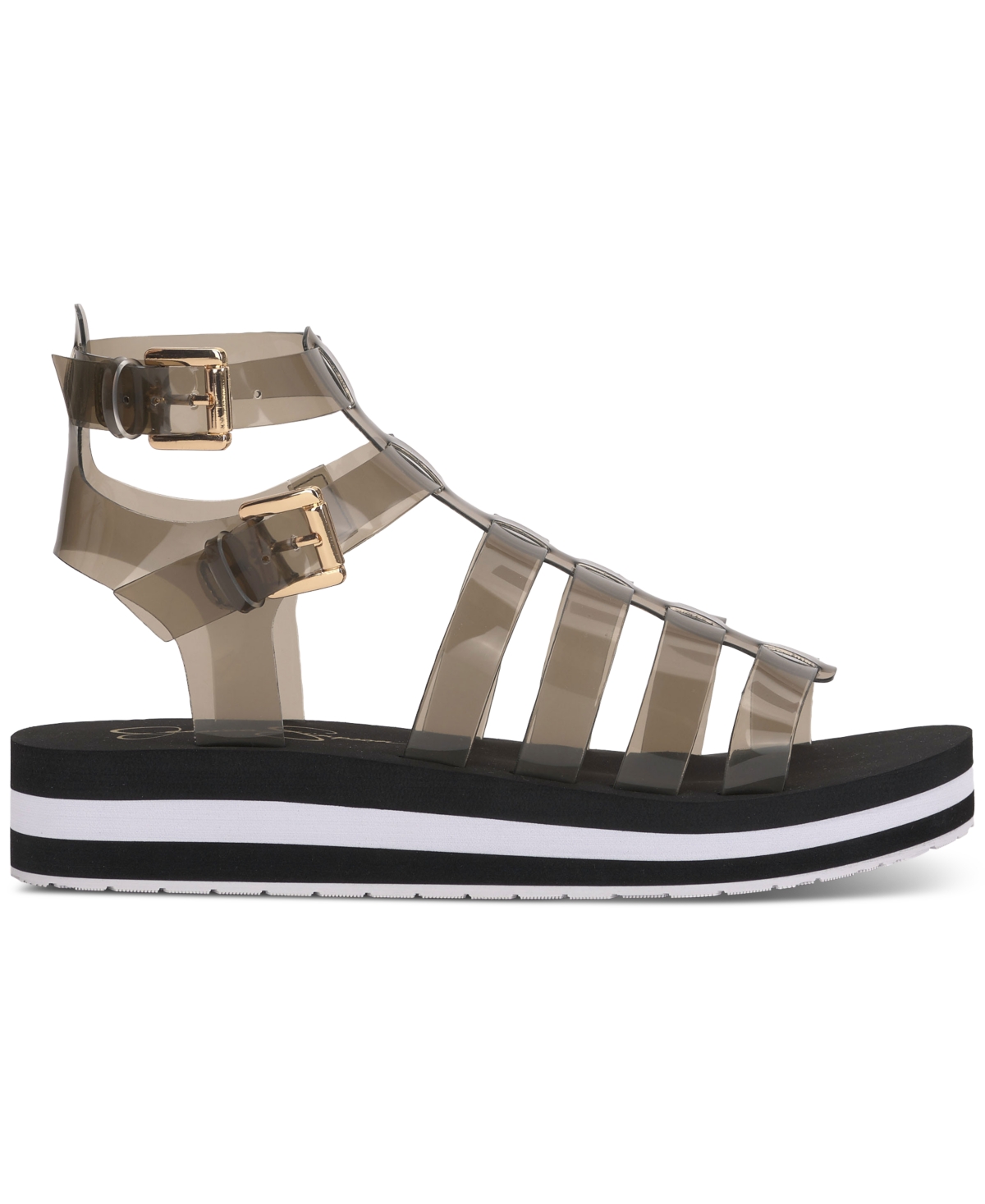 Jessica Simpson Women's Bimala Strappy Vinyl Platform Gladiator Sandals -Black Multi