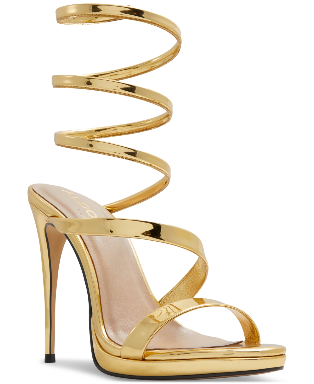 Shop Aldo Women's Kat Leg-wrap Platform Dress Sandals In Metallic Gold