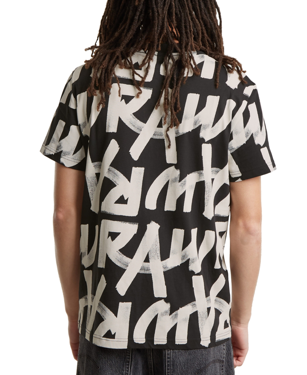Shop G-star Raw Men's Calligraphy-print T-shirt In Dk Black Raw Paint