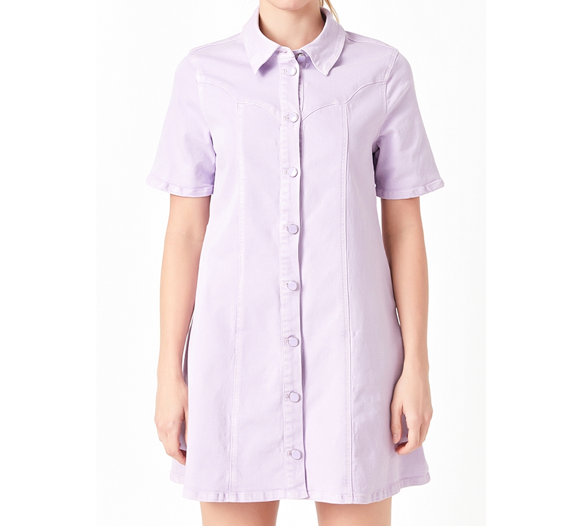 Shop English Factory Women's Washed Denim Mini Dress In Lilac