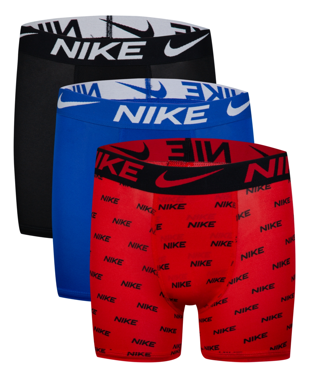 Nike Kids' Big Boys Essential Dri-fit Boxer Briefs, Pack Of 3 In University Red,black