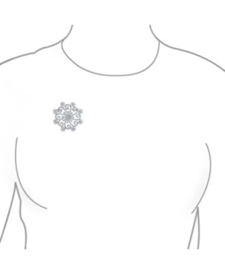 Large Frozen Winter Swirl Holiday Party CZ Cubic Zirconia Scarf Christmas Statement Snowflake Brooch Pin