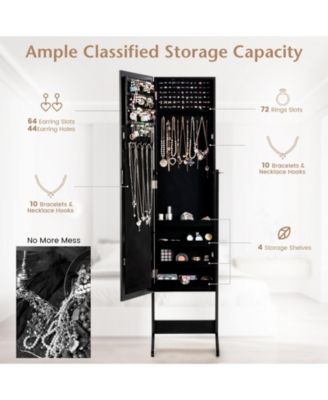 Mirrored Standing Jewelry Cabinet Storage Box