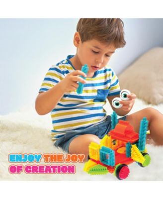 Stem Building Toys, 244 Pcs Bristle Shape 3d Tiles Building Set Construction Learning Stacking For Boys & Girls, Creative Educational Sensory Play Blocks Kit For Kids At Ages 3-8