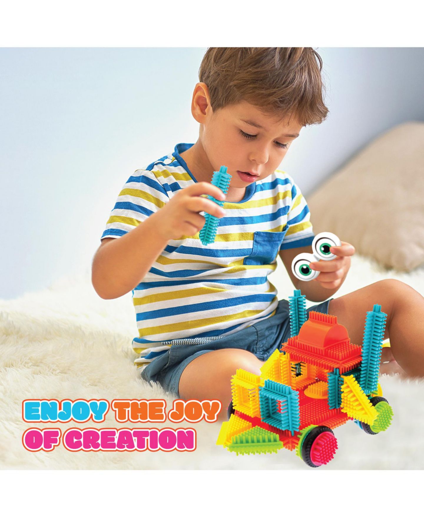 Детский конструктор Contixo Stem Bristle Shape 3D Tiles ST7 244-Piece Building Set, Ages 3-8 — фото 3