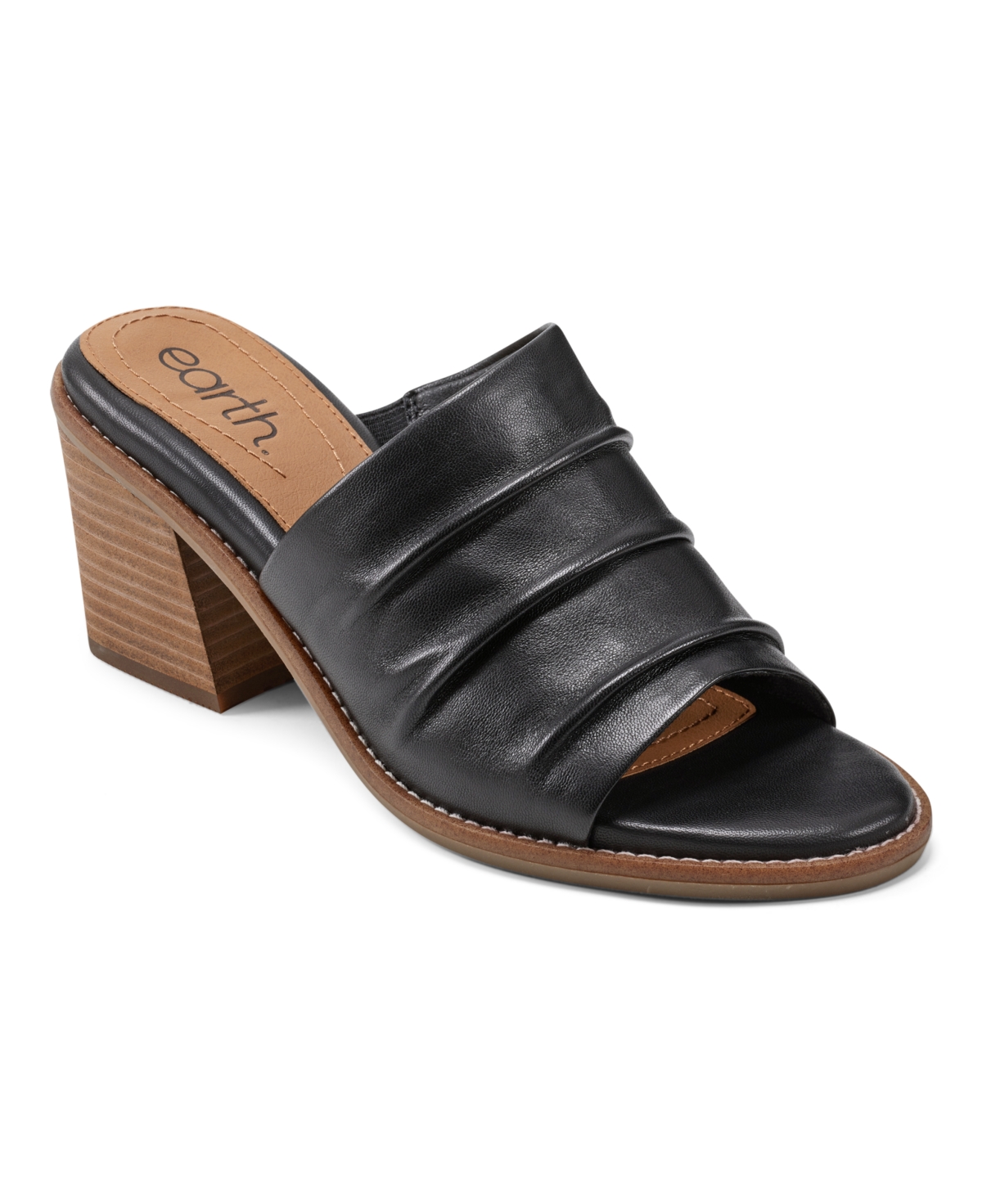 Earth Women's Adara Open Toe Block Heel Dress Sandals In Black Leather