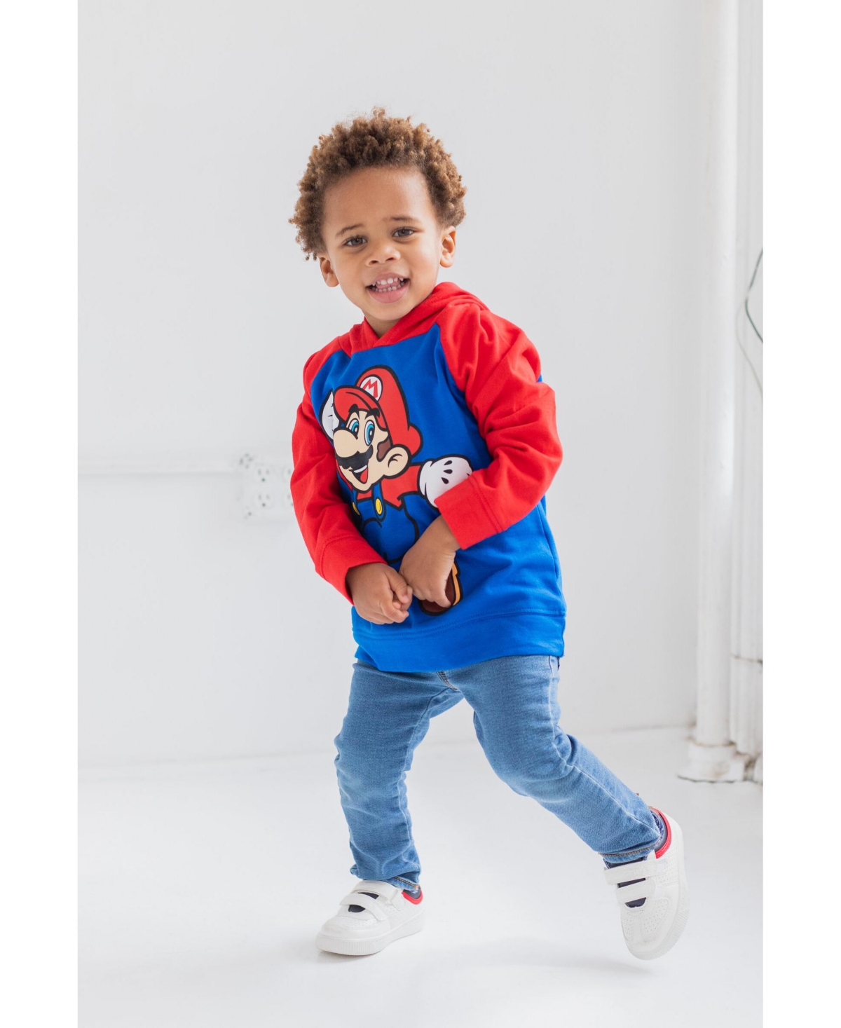 Super Mario Toddler Boys Fleece Long Sleeve Hoodie -blue