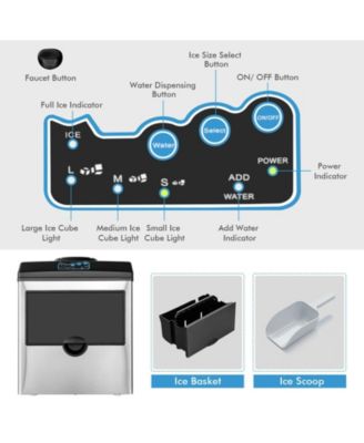 2-in-1 Stainless Steel Countertop Ice Maker with Water Dispenser