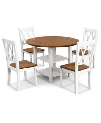 5 Piece Round Kitchen Dining Set with Drop Leaf Table Top - Macy's