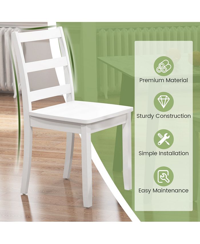 SUGIFT Set of 2 Wood Dining Chairs with Solid Rubber Wood LegsWhite