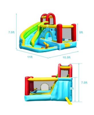 6-in-1 Inflatable Bounce House with Climbing Wall and Basketball Hoop without Blower