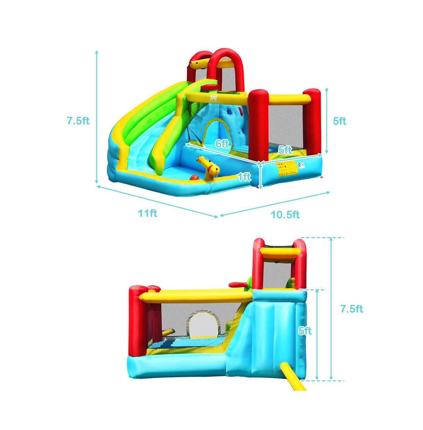 Детская игрушка INOLAIT 6-in-1 Inflatable Water Bounce House, 11'L x 10.5'W x 7.5'H, Ages 3+ — фото 2