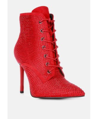 Womens Head On Faux Suede Diamante Ankle Boots