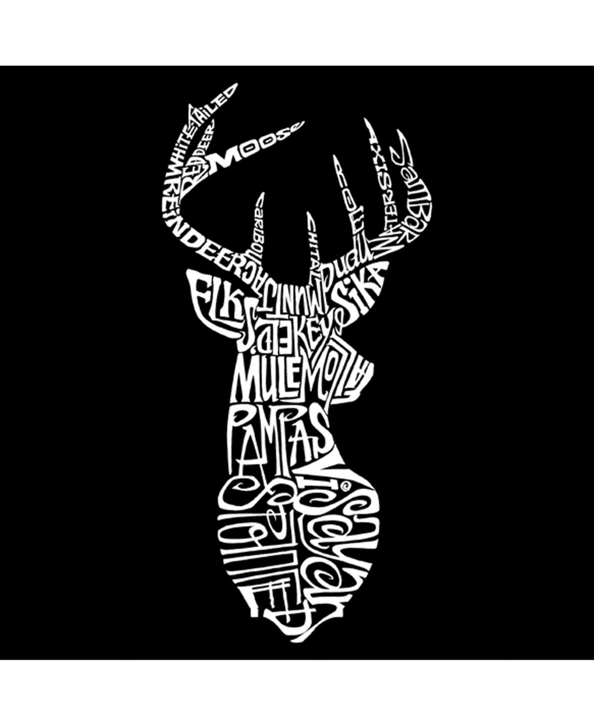 Girl's Word Art T-shirt - Types of Deer