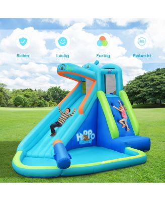 Inflatable Water Pool with Splash and Slide Without Blower