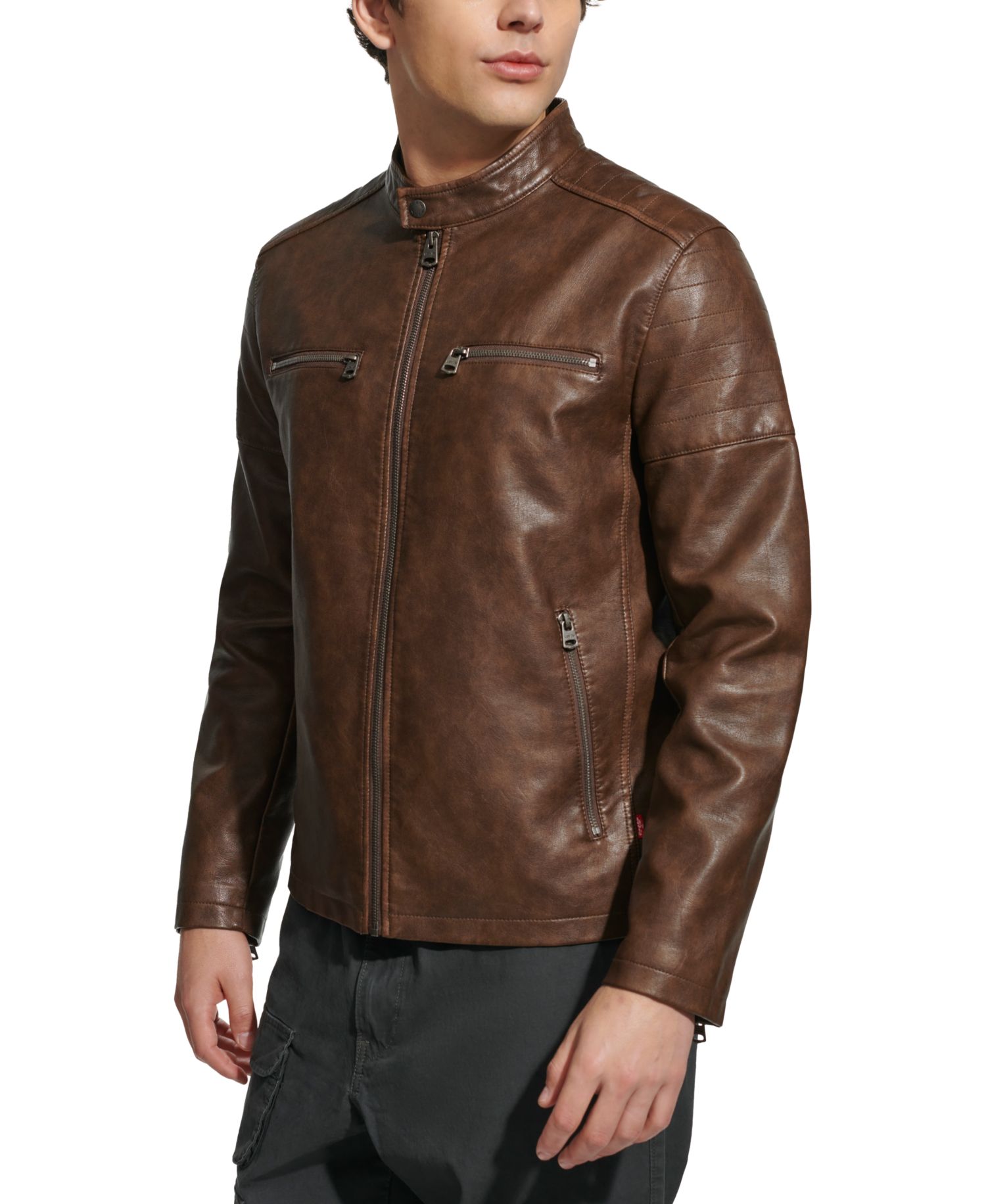 Men's Faux Leather Racer Jacket