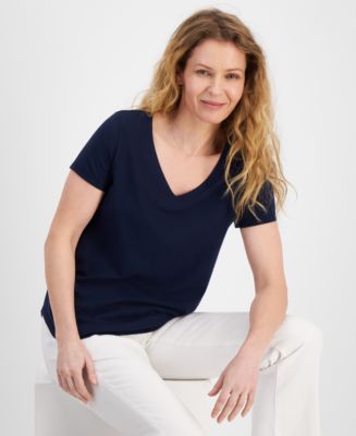 売れ筋商品|||スタイルアンドコー カットソー トップス レディース Women's Perfect V-Neck T-Shirt, Created for Macy's Industrial Blue Style & Co Women's Perfect V-Neck T-Shirt, Created for