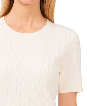 CeCe Women #39 s Cotton Cable Knit Short Sleeve Sweater Macy #39 s CeCe Women #39 s Cotton Cable Knit Short Sleeve Sweater Macy #39 s