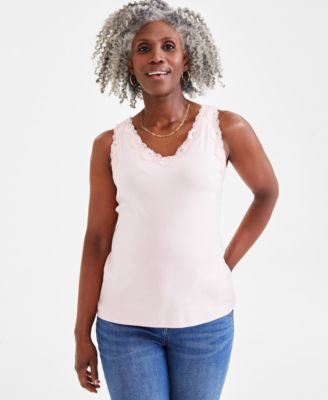 Style & Co - Women's Lace-Trim Cotton Tank Top