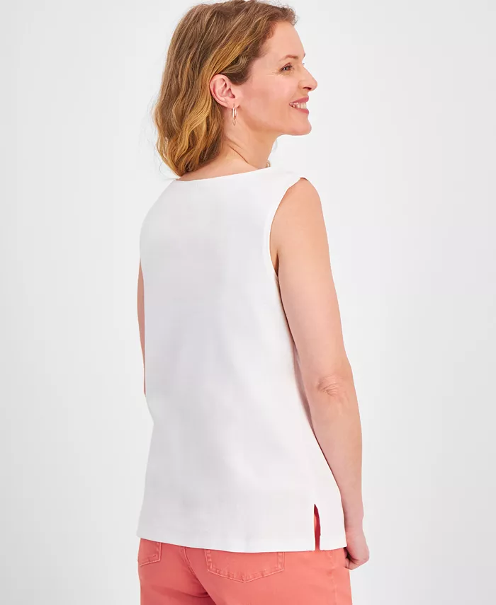 Women's Cotton Boat-Neck Sleeveless Top - thumbnail 4