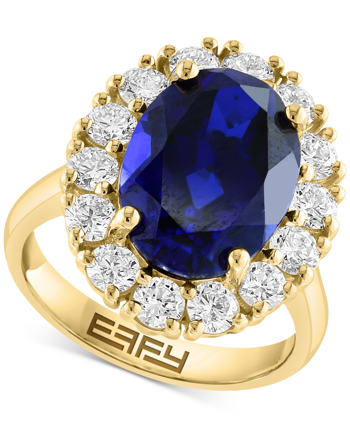 Effy Collection Effy Lab Grown Ruby (6-3/4 Ct. T.w.) & Lab Grown Diamond (1-3/8 Ct. T.w.) Halo Ring In 14k Gold In Sapphire