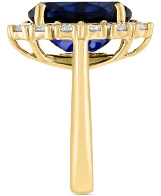 EFFY&reg; Lab Grown Ruby (6-3/4 ct. t.w.) & Lab Grown Diamond (1-3/8 ct. t.w.) Halo Ring in 14k Gold