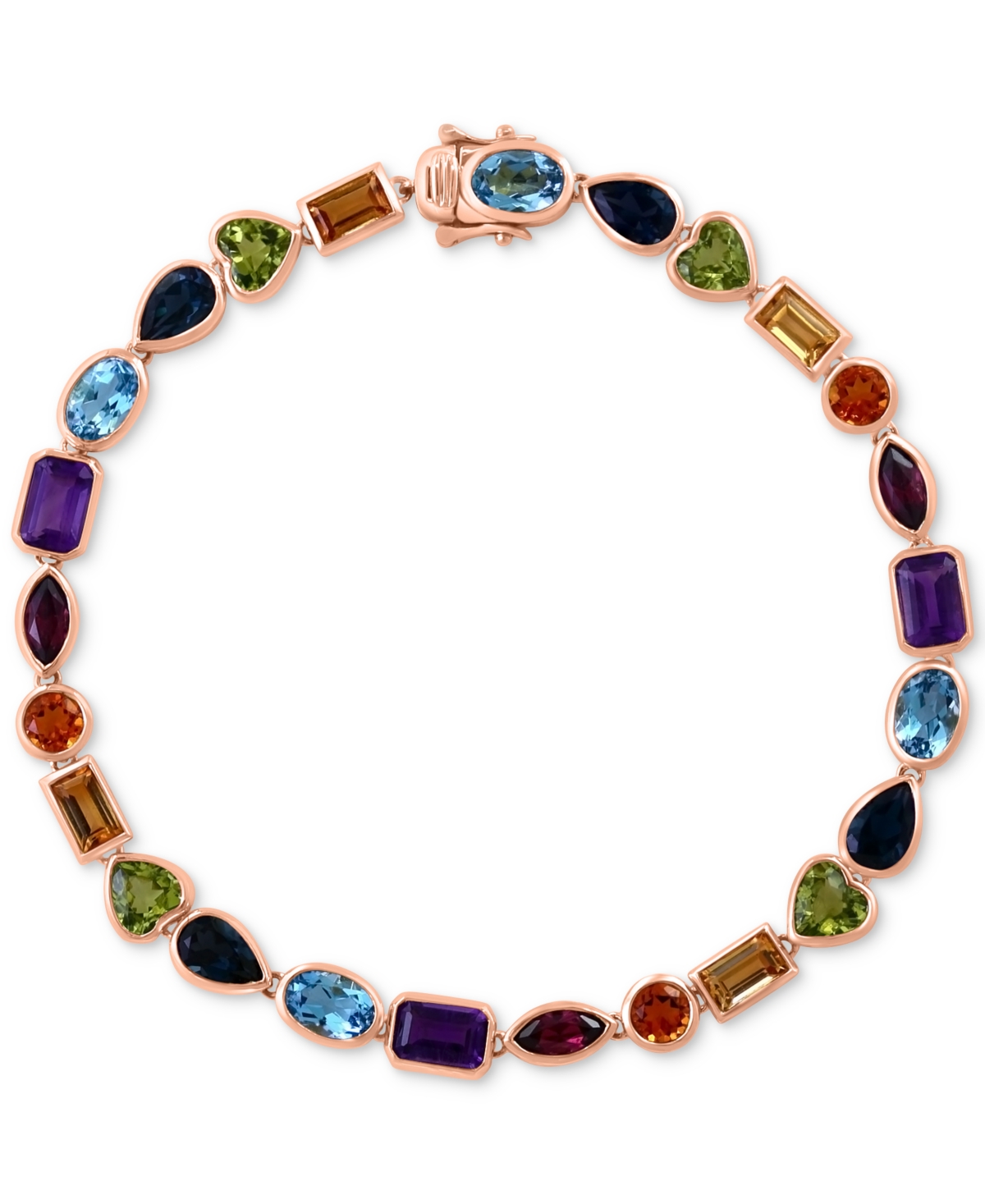 Shop Effy Collection Effy Multi-gemstone Mixed Cut Tennis Bracelet (10-5/8 Ct. T.w.) In 14k Gold In Yellow Gold