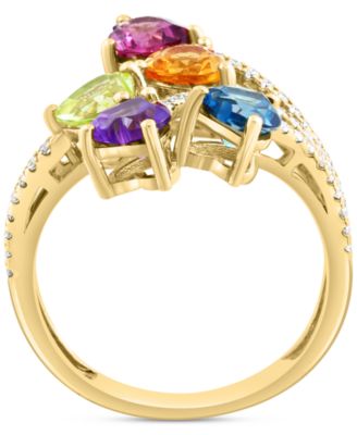 EFFY&reg; Multi Gemstone (2-1/3 ct. t.w.) & Diamond (1/4 ct. t.w.) Heart Statement Ring in 14k Gold
