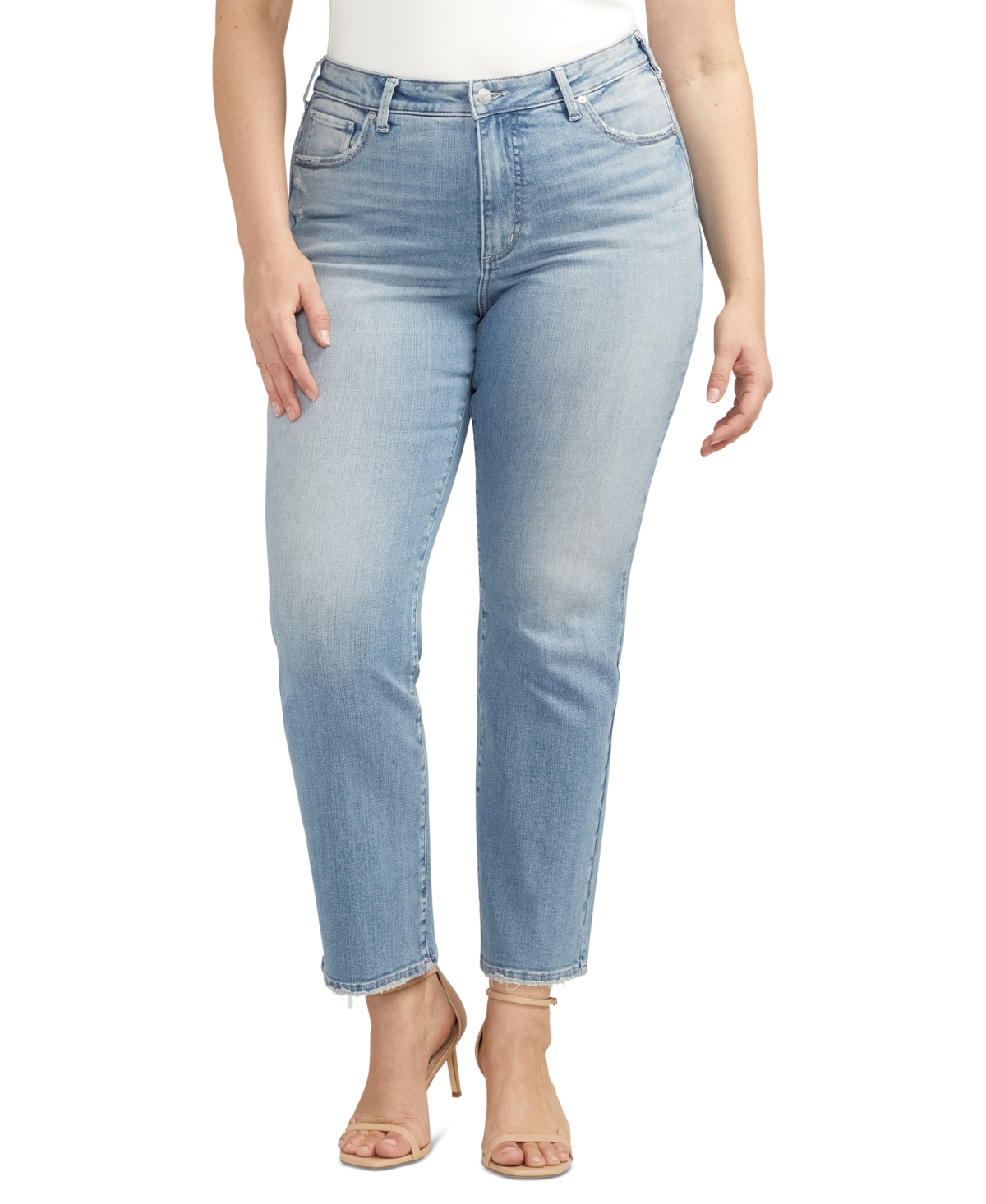 Shop Silver Jeans Co. Plus Size Isbister High-rise Straight-leg Jeans In Indigo
