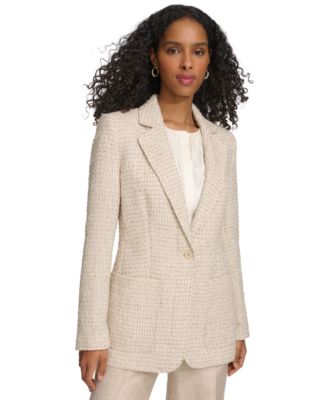 Calvin Klein Women's Tweed Single-Button Blazer - Macy's