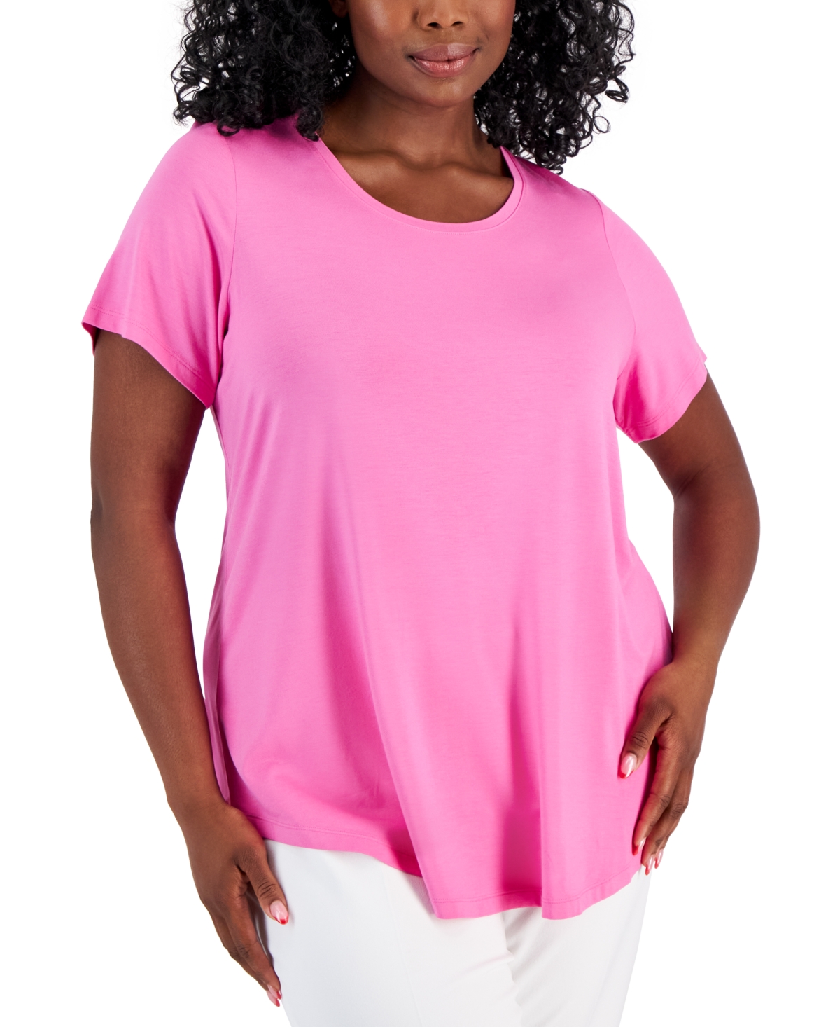 JM COLLECTION PLUS SIZE SHORT-SLEEVE TOP, CREATED FOR MACY'S