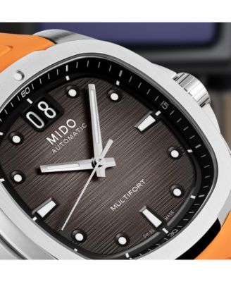 Men's Swiss Automatic Multifort Orange Rubber Strap Watch 41mm